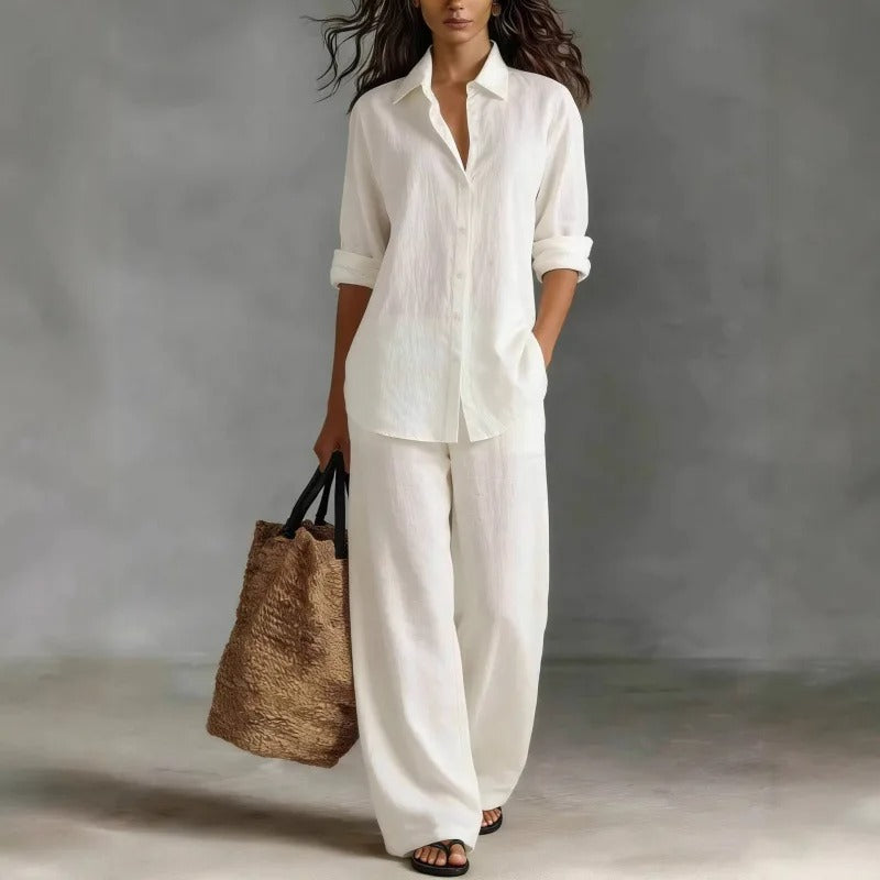Conjunto Palazzo Mujer | Camisa Fluida + Pantalón Ancho | El Look Effortless del Verano