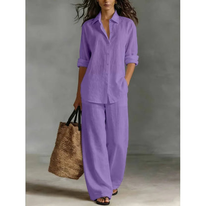 Conjunto Palazzo Mujer | Camisa Fluida + Pantalón Ancho | El Look Effortless del Verano