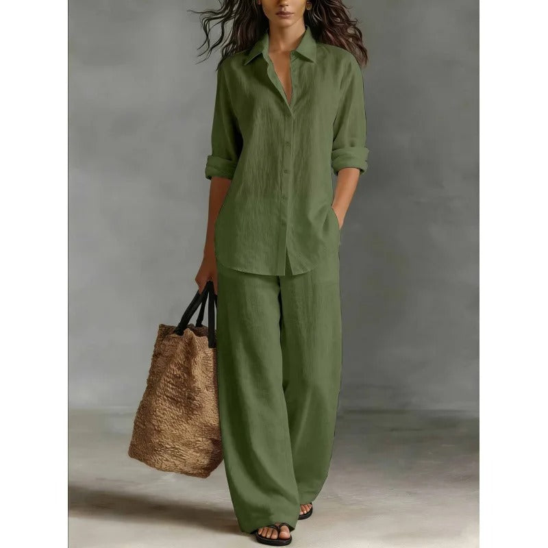 Conjunto Palazzo Mujer | Camisa Fluida + Pantalón Ancho | El Look Effortless del Verano