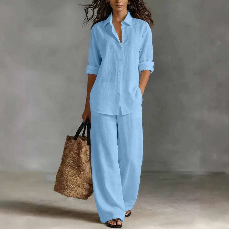Conjunto Palazzo Mujer | Camisa Fluida + Pantalón Ancho | El Look Effortless del Verano