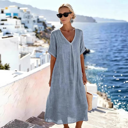 Vestido Largo Boho | Escote V Holgado | Tu Aire Mediterráneo para las Vacaciones