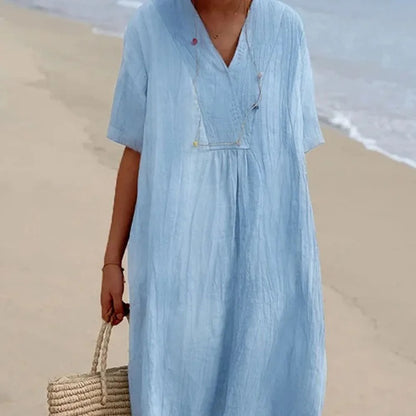 Vestido Largo con Cordón | Escote V Holgado | El Vestido Fácil que te Salva el Verano