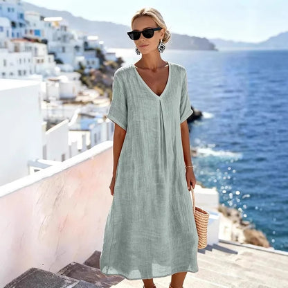 Vestido Largo Boho | Escote V Holgado | Tu Aire Mediterráneo para las Vacaciones