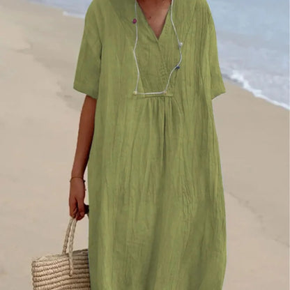 Vestido Largo con Cordón | Escote V Holgado | El Vestido Fácil que te Salva el Verano