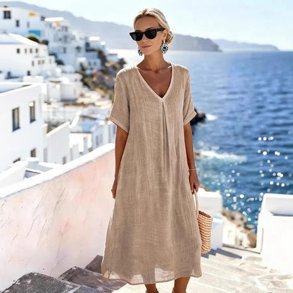 Vestido Largo Boho | Escote V Holgado | Tu Aire Mediterráneo para las Vacaciones