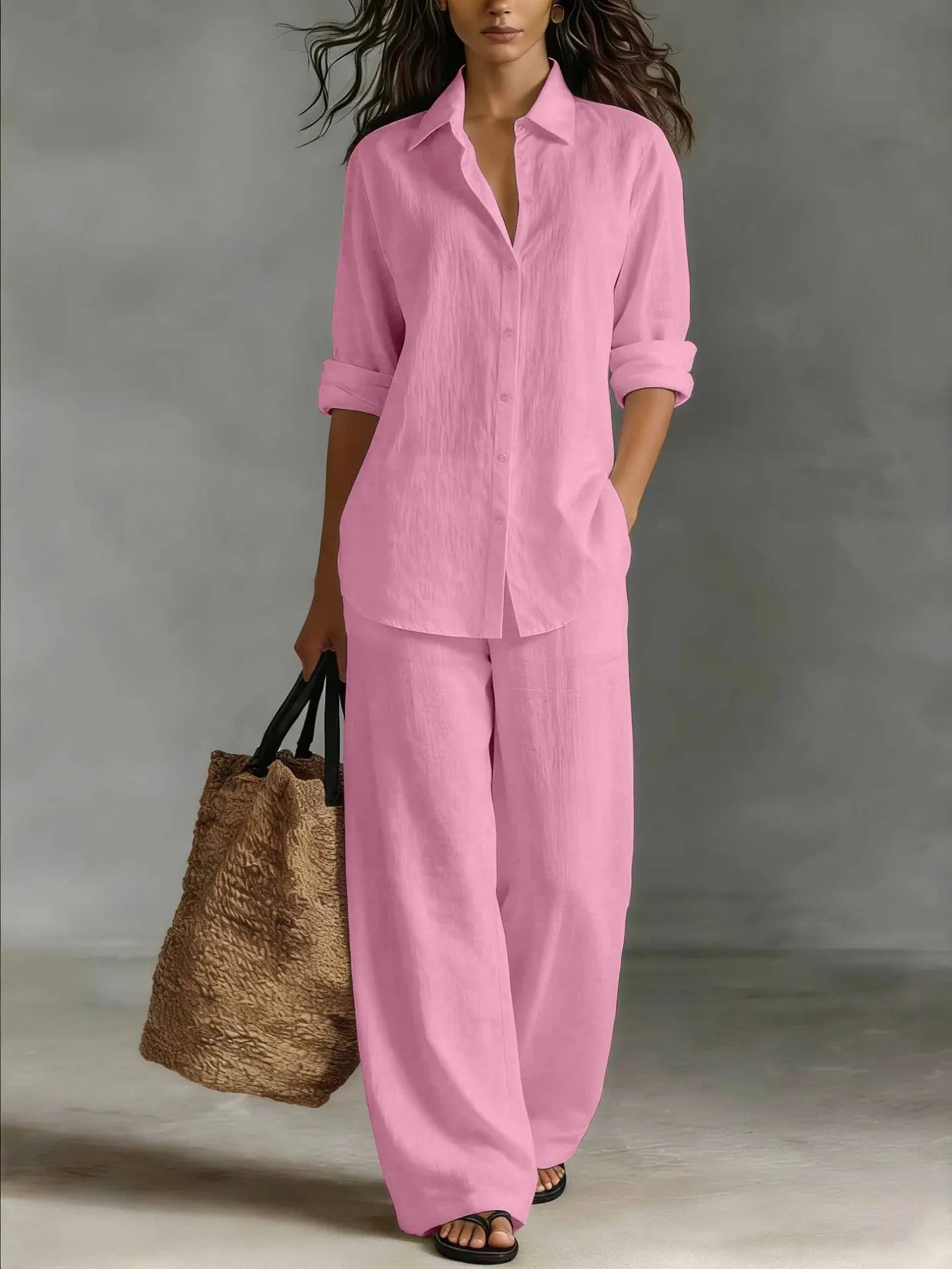 Conjunto Palazzo Mujer | Camisa Fluida + Pantalón Ancho | El Look Effortless del Verano